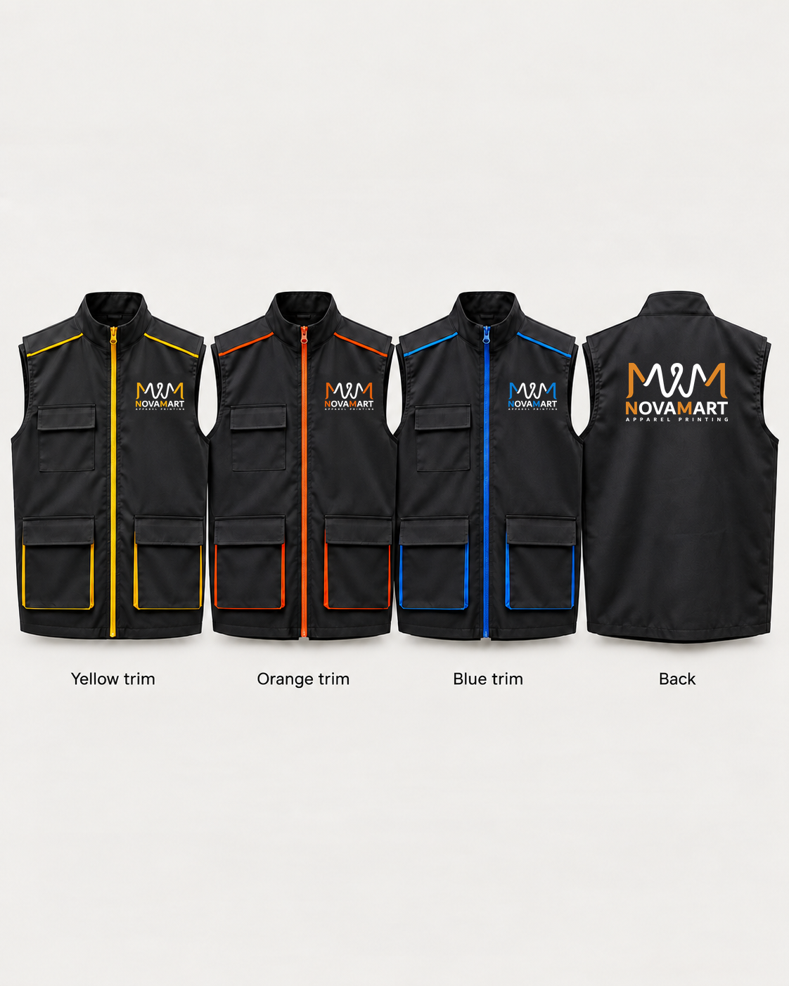 Gilet de travail multi-poches – Votre logo, devant & dos