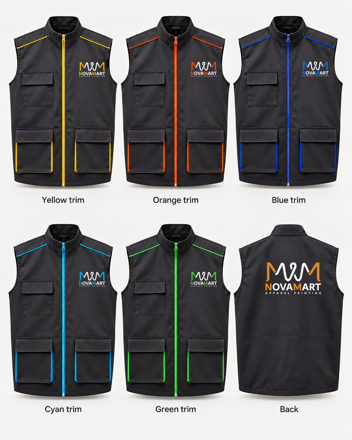Gilet de travail multi-poches – Votre logo, devant & dos 2